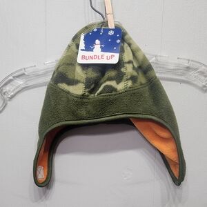 NWT Bundle Up Toboggan 12 - 24 Months Kids Camouflage Green Orange Ear Flaps C29